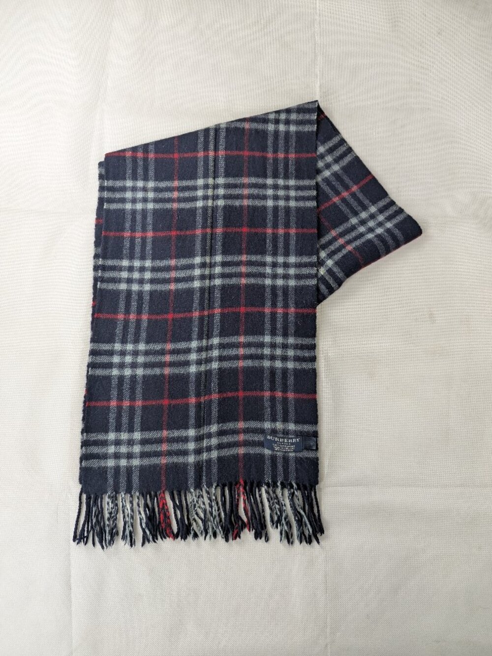 Burberry Designer 100% Cashmere Check Scarf Blue Unisex Premium Winter
